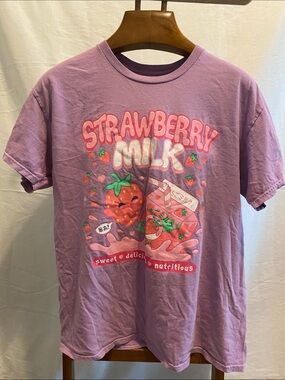 Strawberry Milk Graphic Short Sleeve Tee - Lavender